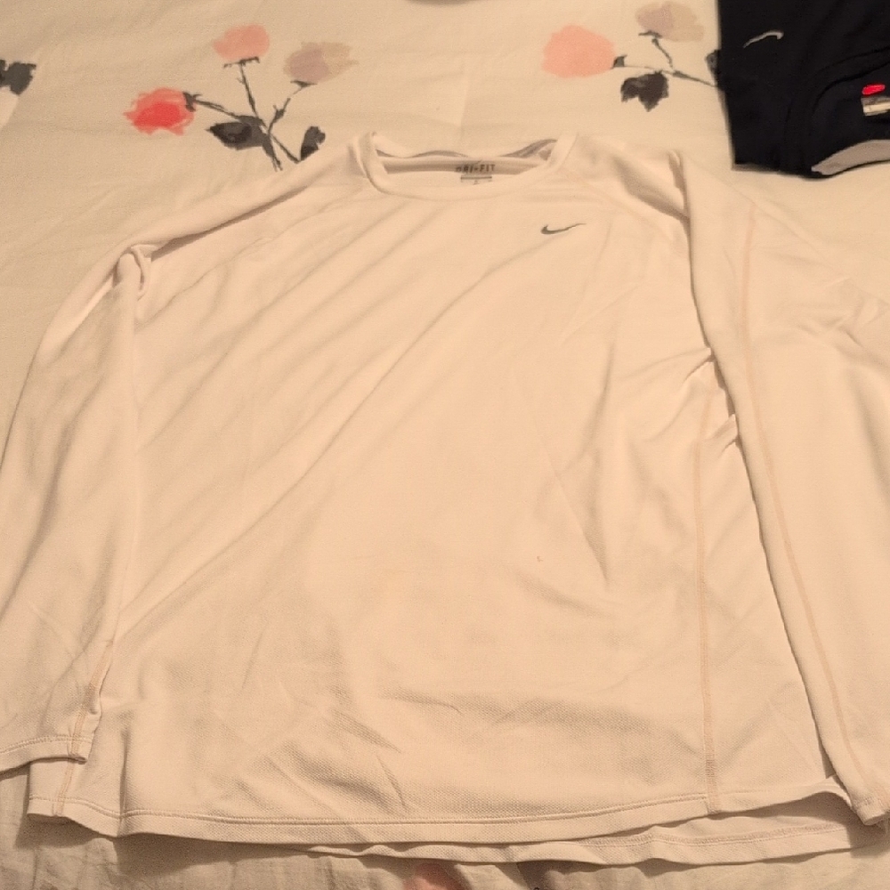 Nike Dri-fit White Long Sleeve Running Shirt